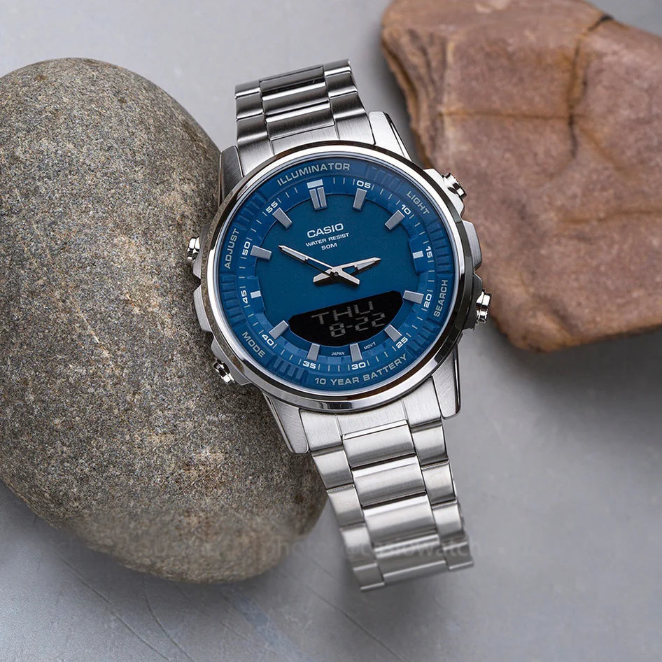 Luxury Waterproof Casio AMW-880D Watch with Light Dual Display