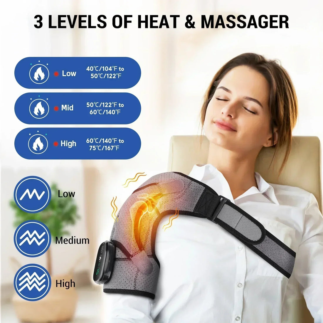 New Heated Shoulder Brace for Women Men Shoulder Vibration